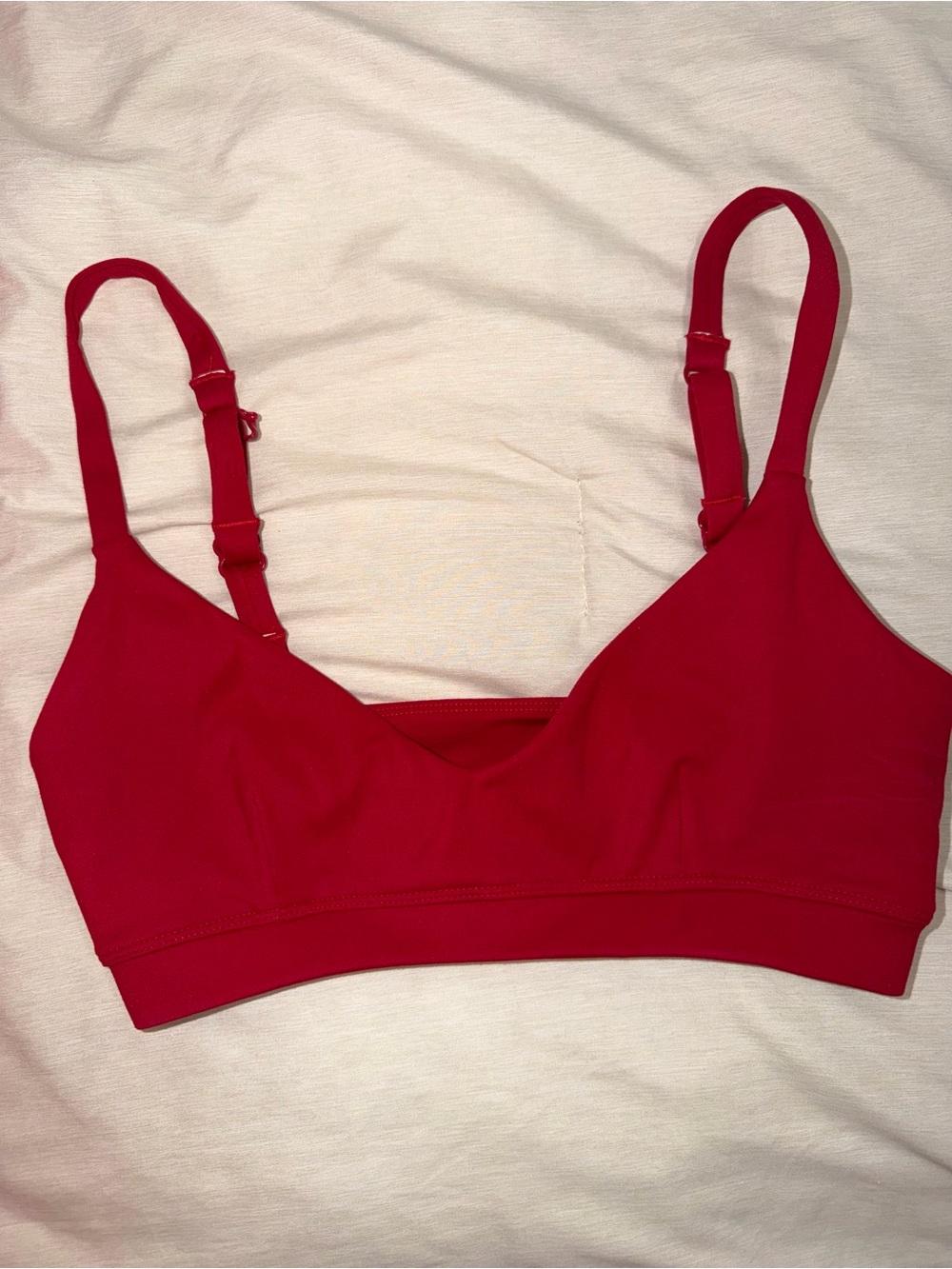 Wireless Red Bralette with Adjustable Straps
